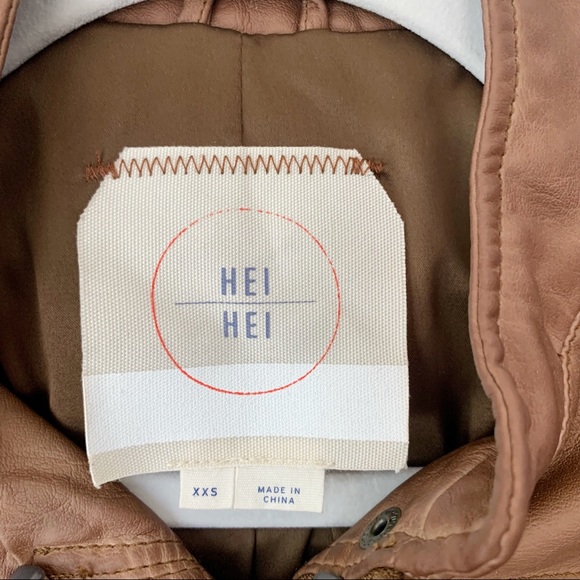 Anthropologie Hei Hei Vegan Leather Bomber Moto Jacket XXSmall - Picture 15 of 16